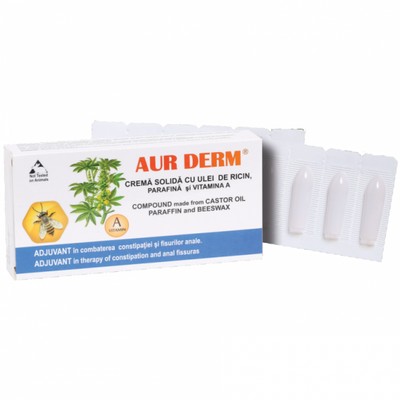 Aur derm supozitoare ricin 15g (1,5g*10buc), Laur med plant