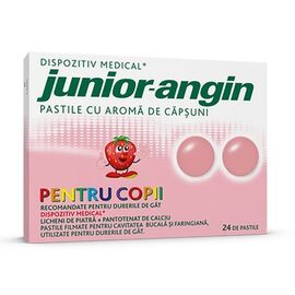 Junior Angin cu aromă de căpșuni pentru copii, 24 pastile