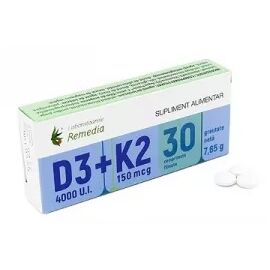 Vitamina D3 (4000 U.I.) + Vitamina K2 (150 mcg), 30 capsule