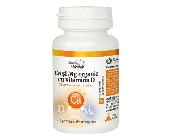 CALCIU MAGNEZIU ORGANIC SI VITAMINA D 60 CPR, 2 image