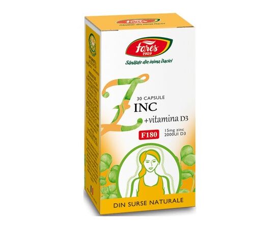 Zinc + Vitamina D3, F180, 30capsule