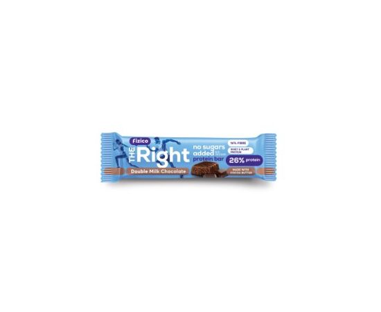 Baton proteic 26%, Fizico The Right Protein Bar, strat dublu de ciocolata cu lapte, fara zaharuri adaugate, 40 g