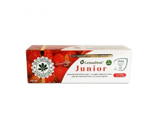 GennaDent Junior – pasta de dinti pentru copii cu argila si capsuni, 50 ml