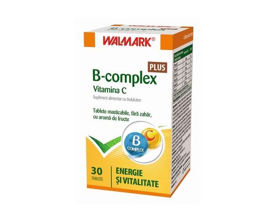 B complex + Vitamina C cu aroma de fructe, 30 tablete