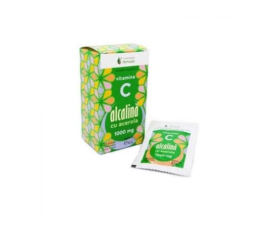 Vitamina C alcalina cu acerola 1000 mg, 10 plicuri